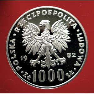 Polska, PRL (1944-1989), 1000 złotych 1982, Jan Paweł II - półpostać - próba, srebro (1)