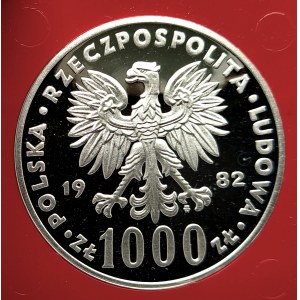 Polen, Volksrepublik Polen (1944-1989), 1000 Gold 1982, Johannes Paul II - Halbfigur - Muster, Silber (2)