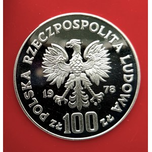Polen, PRL (1944-1989), 100 Zloty 1978, Adam Mickiewicz - Muster, Silber