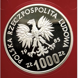 Polska, PRL (1944-1989), 1000 złotych 1985, Ochrona Środowiska - Wiewiórka - próba, srebro (2)