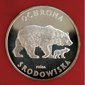 Polska, PRL (1944-1989), 100 złotych 1983, Ochrona Środowiska - Niedźwiedzie - próba, srebro (1)