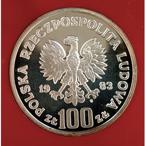 Polska, PRL (1944-1989), 100 złotych 1983, Ochrona Środowiska - Niedźwiedzie - próba, srebro (1)