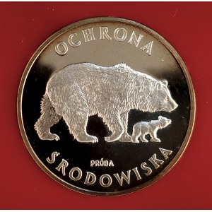 Poland, People's Republic of Poland (1944-1989), 100 gold 1983, Environmental Protection - Bears - sample, silver (2)