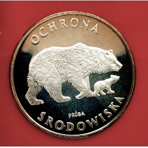 Polska, PRL (1944-1989), 100 złotych 1983, Ochrona Środowiska - Niedźwiedzie - próba, srebro (3)