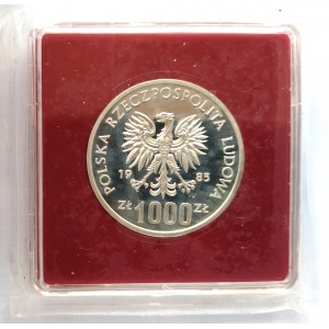 Polska, PRL (1944-1989), 1000 złotych 1985, Przemysław II - półpostać - próba, srebro (2)