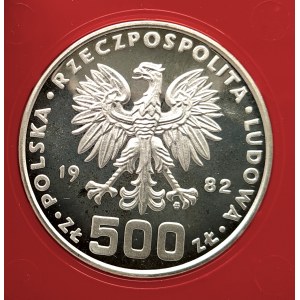 Polska, PRL (1944-1989), 500 złotych 1982, Dar Młodzieży - próba, srebro