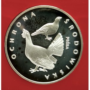 Poland, People's Republic of Poland (1944-1989), 100 gold 1980, Environmental Protection - Grouse - sample, silver