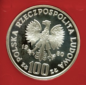 Polska, PRL 1944-1989, 100 złotych 1980, Ochrona Środowiska - Głuszce - próba, srebro