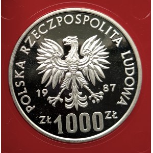 Polska, PRL (1944-1989), 1000 złotych 1987, Kazimierz III Wielki - próba, srebro (1)