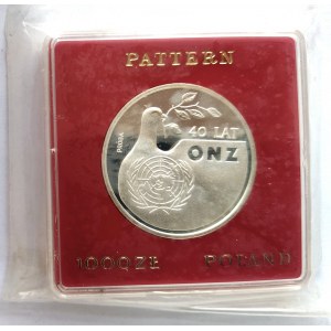Polska, PRL (1944-1989), 1000 złotych 1985, 40 Lat ONZ - próba, srebro (1)