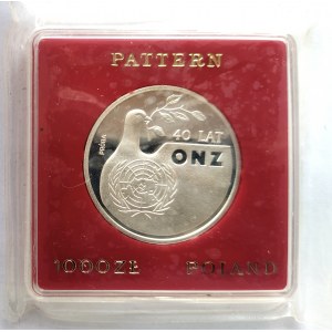 Polska, PRL (1944-1989), 1000 złotych 1985, 40 Lat ONZ - próba, srebro (2)