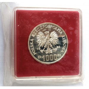 Poland, People's Republic of Poland (1944-1989), 1000 gold 1985, 40 Years of the United Nations - sample, silver (2)