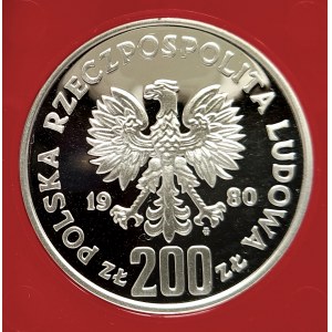 Polska, PRL (1944-1989), 200 złotych 1980, Bolesław I Chrobry - półpostać - próba, srebro
