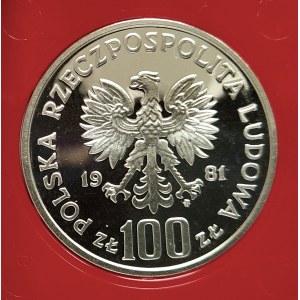 Polen, PRL (1944-1989), 100 Zloty 1981, St. Marienkirche - Muster, Silber
