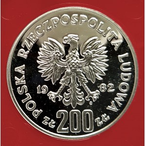 Polska, PRL (1944-1989), 200 złotych 1982, Bolesław III Krzywousty - półpostać - próba, srebro