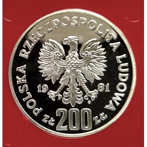 Polen, Volksrepublik Polen (1944-1989), 200 Gold 1981, Boleslaw II. der Kühne - Halbfigur - Probe, Silber