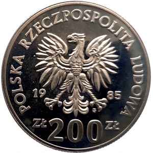 Polska, PRL (1944-1989), 200 złotych 1985, XIII Mistrzostwa Świata w Piłce Nożnej - Meksyk '86 - próba, miedzionikiel (2)