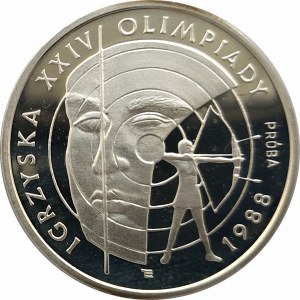 Polska, PRL (1944-1989), 1000 złotych 1987, Igrzyska XXIV Olimpiady 1988 - Łuczniczka - próba, srebro (1)