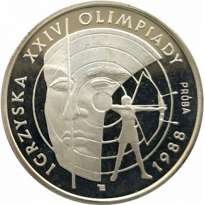 Polska, PRL (1944-1989), 1000 złotych 1987, Igrzyska XXIV Olimpiady 1988 - Łuczniczka - próba, srebro (2)