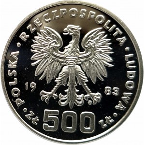 Poland, People's Republic of Poland (1944-1989), 500 gold 1983, XIV Olympic Winter Games Sarajevo 1984 - sample, silver