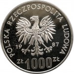 Polska, PRL (1944-1989), 1000 złotych 1987, XV Igrzyska Olimpijskie 1988 - próba, srebro (2)