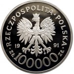 Polska, Rzeczpospolita od 1989 roku, 100000 złotych 1991, Żołnierz Polski na Frontach II Wojny Światowej - Mur Hubal (1)