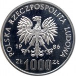 Polska, PRL (1944-1989), 1000 złotych 1986, Mistrzostwa Świata w Piłce Nożnej - Meksyk '86 - próba, srebro (1)