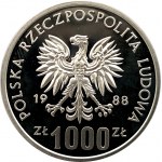 Polen, Volksrepublik Polen (1944-1989), 1000 Gold 1988, XIV. Fußball-Weltmeisterschaft - Italien 1990 - Probe, Silber (2)