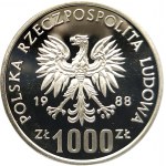 Polska, PRL (1944-1989), 1000 złotych 1988, Jadwiga, próba, srebro (2)