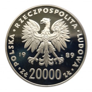 Polska, PRL (1944-1989), 20000 złotych 1989, XIV Mistrzostwa Świata w Piłce Nożnej - Włochy 1990 - piłka (1)