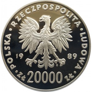 Polska, PRL (1944-1989), 20000 złotych 1989, XIV Mistrzostwa Świata w Piłce Nożnej - Włochy 1990 - piłka (2)