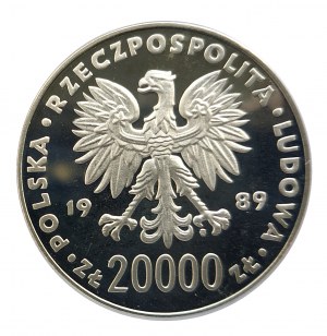 Poland, People's Republic of Poland (1944-1989), 20000 gold 1989, XIV World Cup - Italy 1990 - footballer(1)