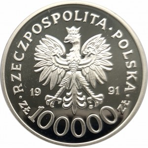 Polska, Rzeczpospolita od 1989 roku, 100000 złotych 1991, Żołnierz na Frontach II Wojny Światowej - Tobruk 1941 (2)