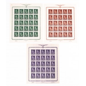 Generalgouvernement, Satz von 3 Briefmarkenblättern mit verschiedenen Werten, 20. April 1944, Adolf Hitler