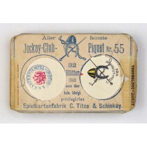 ALLERFEINSTE Jockey-Club-Piquet Nr. 55. 32 Blätter. 1885. Wiedeń, Spielkartenfabrik C. Titze &...