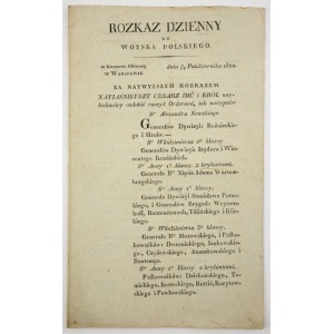 ROZKAZ DZIENNY DO WOJSKA POLSKIEGO, 6.10.1820