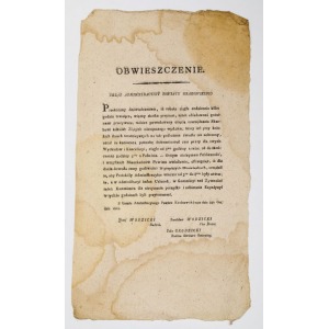 OBWIESZCZENIE, Urząd Administracyjny Powiatu Krakowskiego, 3.12.1809