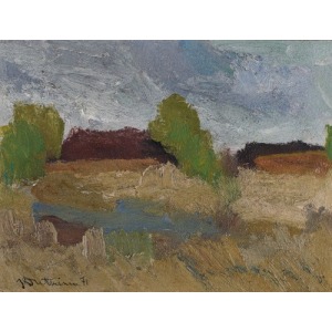 Jan DUTKIEWICZ, LANDSCAPE WITH TWO TREES IN A FIELD, 1971