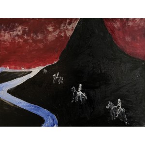 Konrad Zhukovsky, Horseback riding in the field with an instructor, 2020