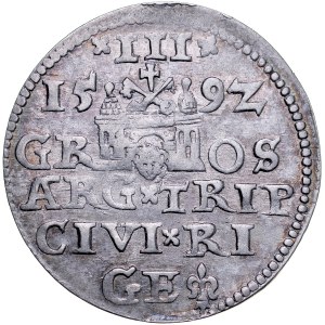 Zygmunt III 1587-1632, Trojak 1592, Ryga.