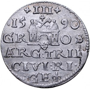 Zygmunt III 1587-1632, Trojak 1590, Ryga, R!.