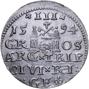 Zygmunt III 1587-1632, Trojak 1594, Ryga.