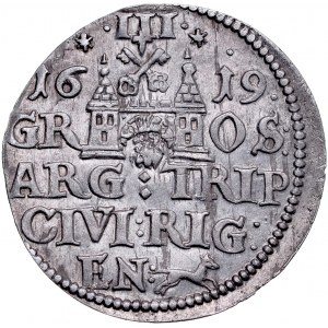 Zygmunt III 1587-1632, Trojak 1619, Ryga.