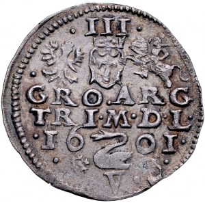 Zygmunt III 1587-1632, Trojak 1601, Wilno, RR.