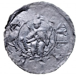 Bolesław III Krzywousty 1107-1138, Denar, Av.: Książę na tronie, napis: AVBISOLZA, Rv.: Krzyż, napis: DENAIVS.