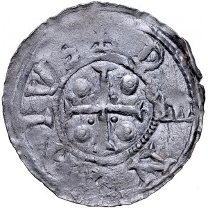 Bolesław III Krzywousty 1107-1138, Denar, Av.: Książę na tronie, napis: AVBISOLZA, Rv.: Krzyż, napis: DENAIVS.