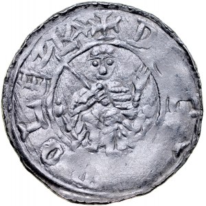 Bolesław III Krzywousty 1107-1138, Denar, Av.: Książę na tronie, napis: D..C OLEZLA, Rv.: Krzyż, napis: D..A..R..V.