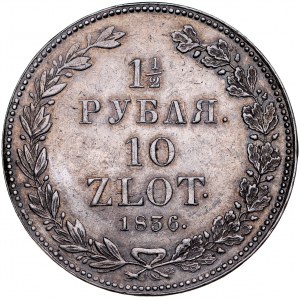 Zabór Rosyjski, Mikołaj I 1826-1855, 1 1/2 rubla, 10 złotych 1836 NG, St. Petersburg.