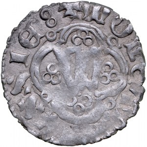 Władysław Opolczyk 1372-1379, Kwartnik ruski, Av.: Litera W w ornamencie, napis: MONETA RVSSIE Rv.: Lew, napis: MONETA RVSSIE. RRR.