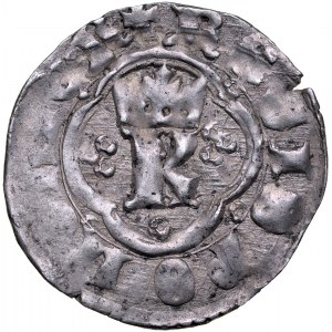 Kazimierz Wielki 1333-1370, Kwartnik ruski, Av.: Litera K w ornamencie, Rv.: Lew.
